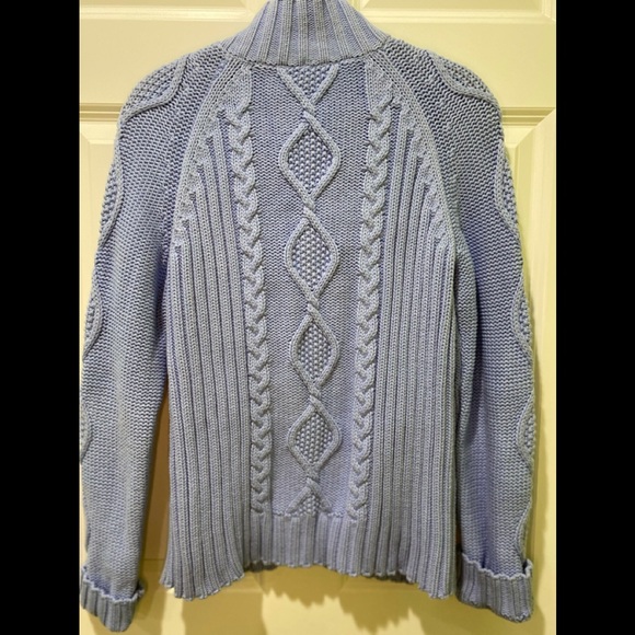EUC pretty blue Leo & Nicole chunky knit 100% cotton zip up sweater. - Picture 8 of 8